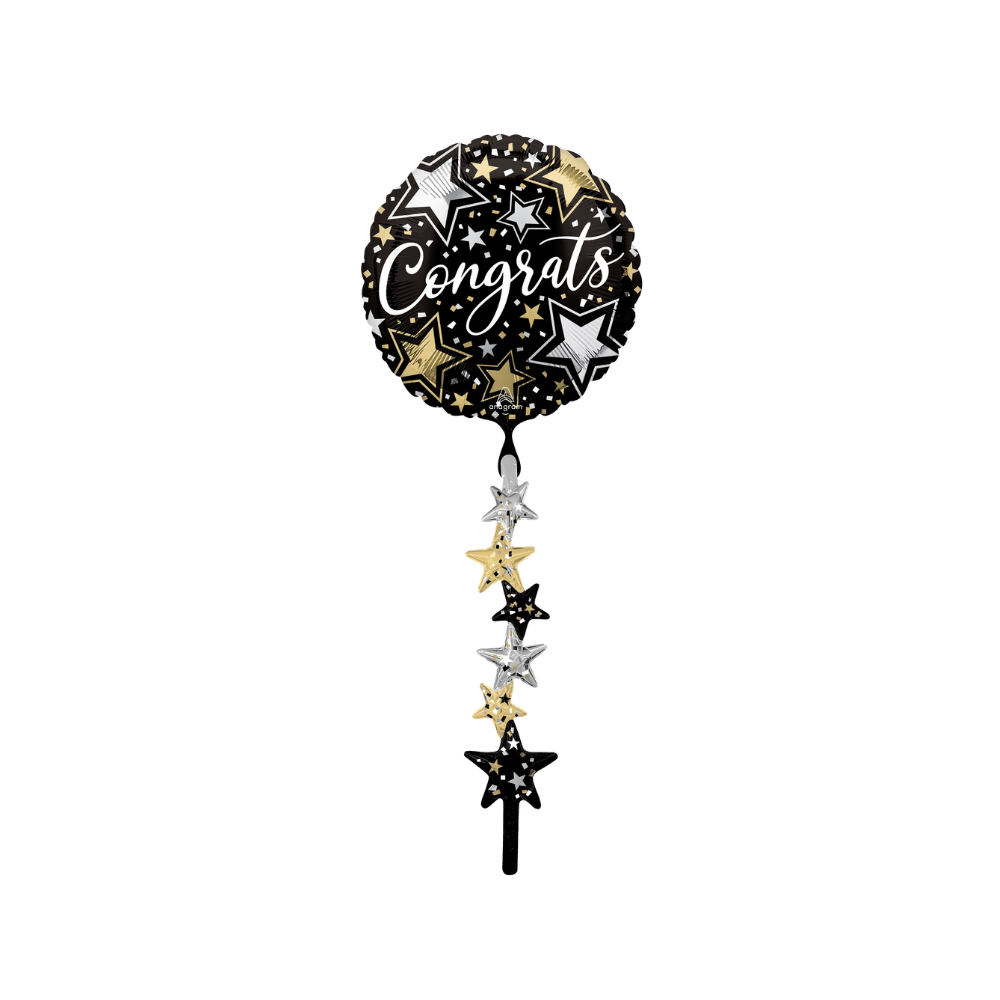 Congrats Black Silver Gold AirWalkers / 黑銀金畢業祝賀氣球