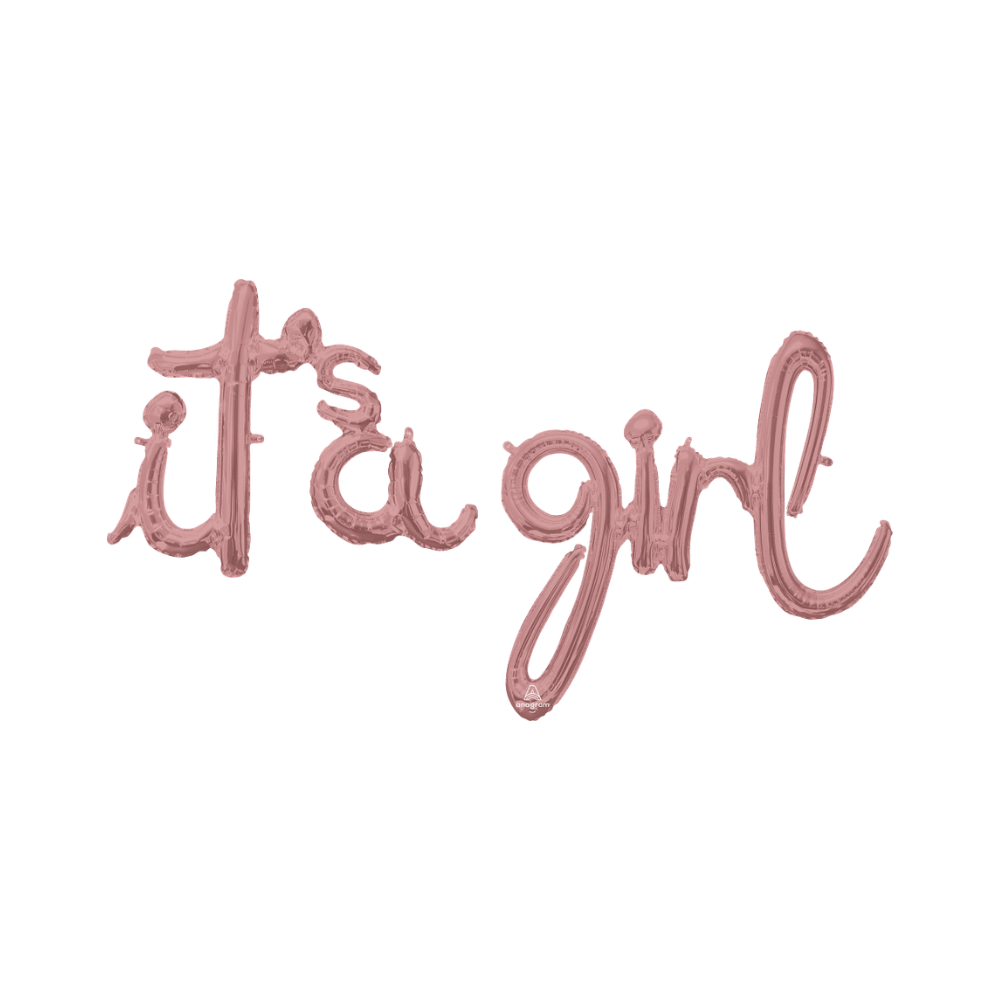 "It's A Girl" Rose Gold (Air-Filled) / 玫瑰金「It's A Girl」字句氣球 (充空氣)