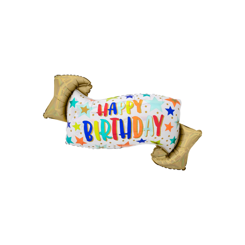 Iridescent Birthday Banner / 彩虹生日橫幅氣球