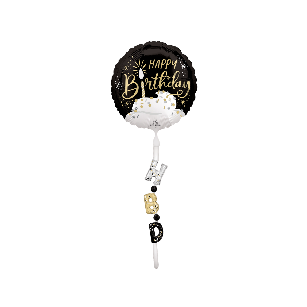 Satin Black Silver Gold Birthday Balloon / 緞面黑銀金生日氣球