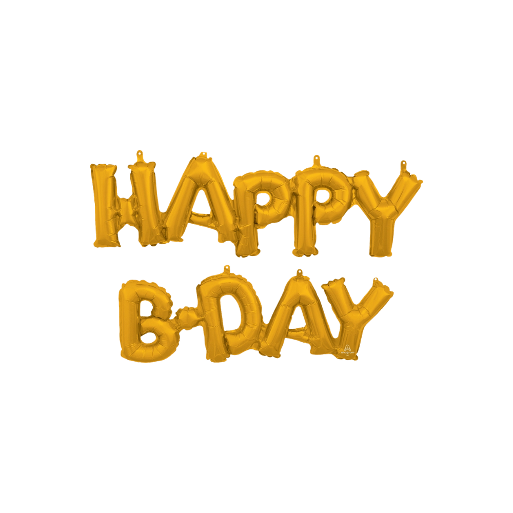 "Happy BDAY" Gold (Air-Filled) / 金色「生日快樂」字句氣球（充空氣）