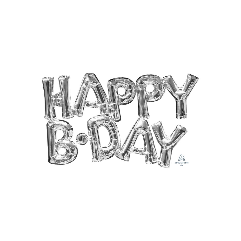 "Happy BDAY" Silver (Air-Filled) / 銀色「生日快樂」字句氣球（充空氣）