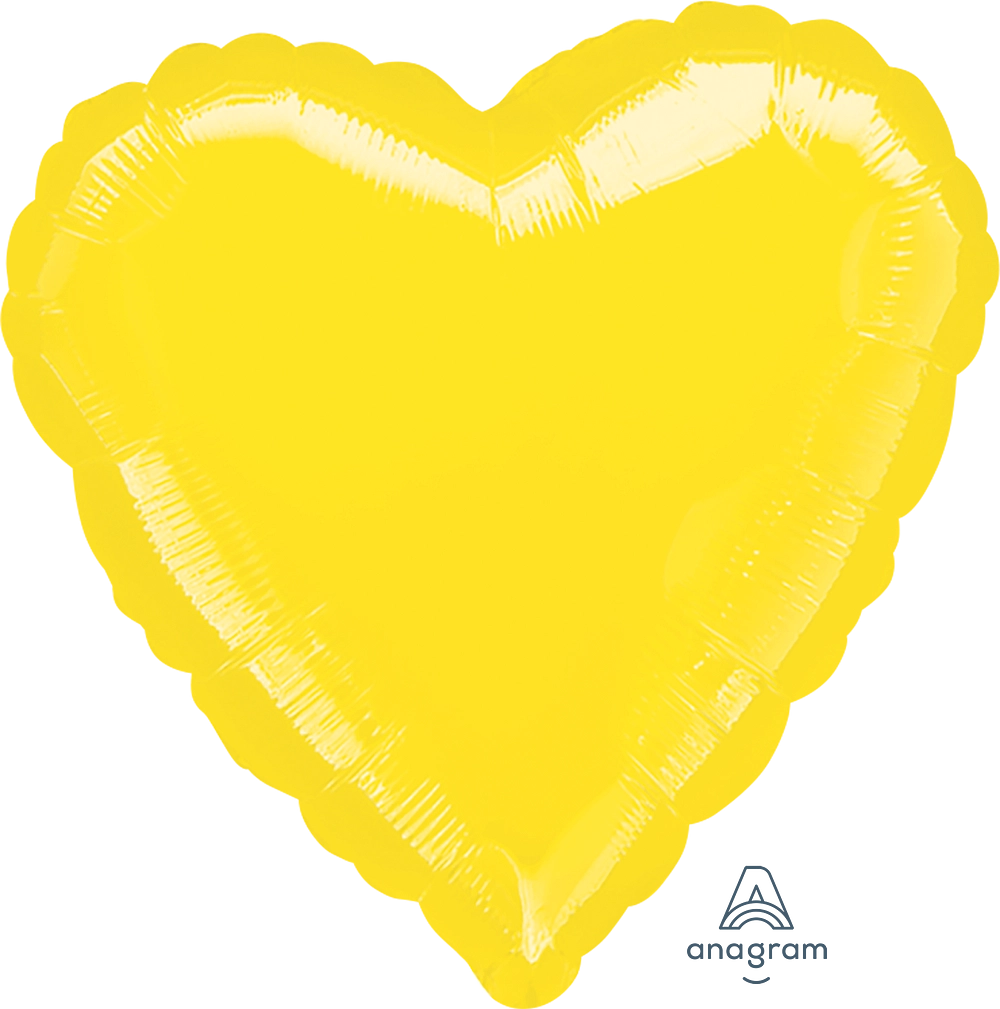 18" Foil Heart Balloon - Yellow / 鋁膜心形氣球 - 黃色
